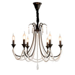 Elegant Black Crystal Chandelier Pendant Light for Living Room