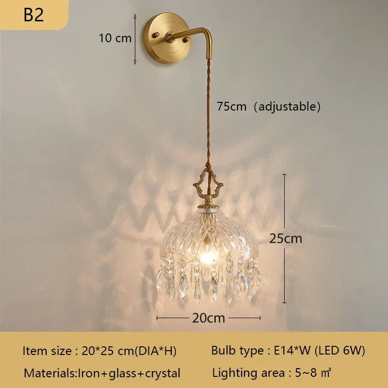 Medieval Crystal Wall Lamp Luxury Glass Ceiling Lights