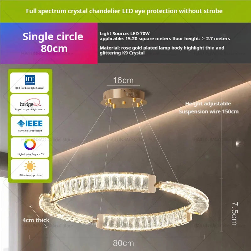 Light Luxury Crystal Chandelier for Elegant Living & Dining Atmosphere