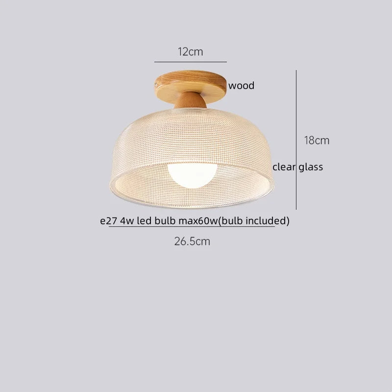 Wood Glass LED Ceiling Lamp Modern Kitchen Living Room Light Fixture