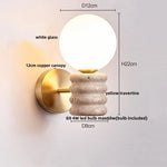 Japanese LED Wall Lamp, Pull Chain Switch, Yellow Travertine Glass, White Shade