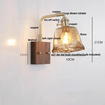 Wood LED Wall Light Up Down Rotate Copper Bedside Lamp