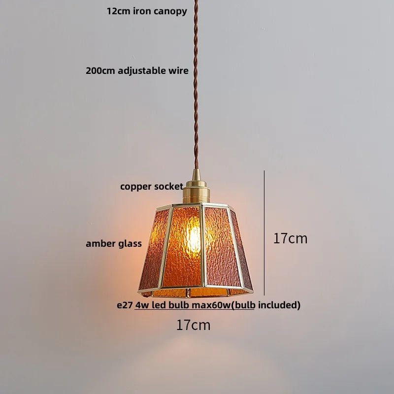 Blue Glass LED Pendant Lights Adjustable Hanging Lamp Luminaire