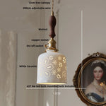 Walnut Wood LED Pendant Lights Modern Ceramic Switch Hanging Lamp