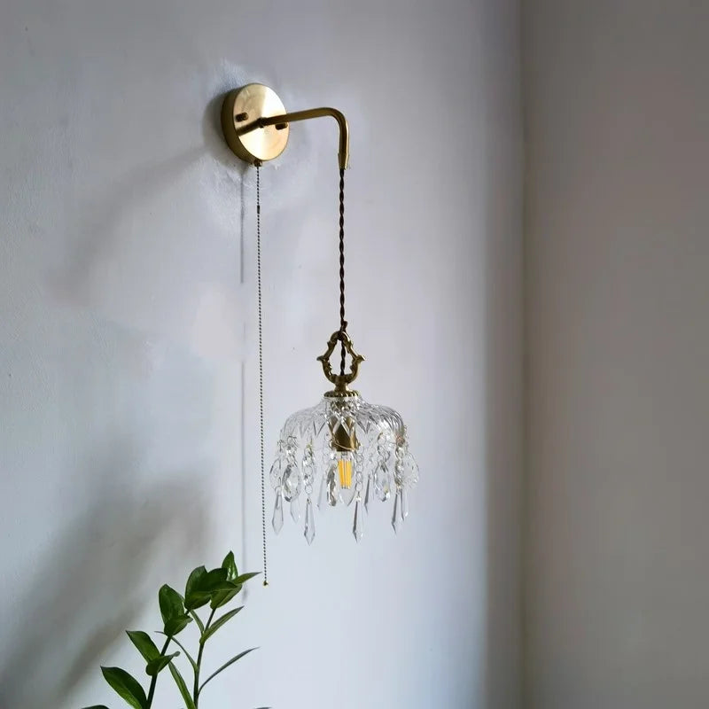 Crystal Glass LED Wall Sconce - Luxury French Stair Light for Home Decor