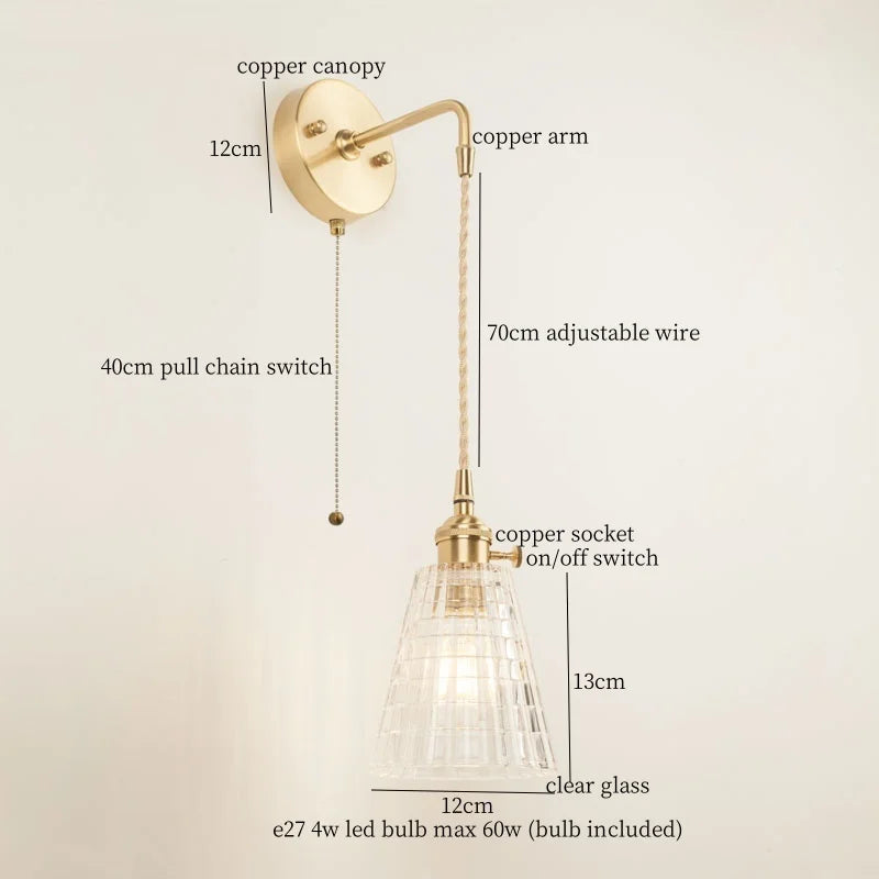 Afralia™ Copper LED Wall Lamp for Bedroom Sofa, Bathroom, Mirror, Stair Light