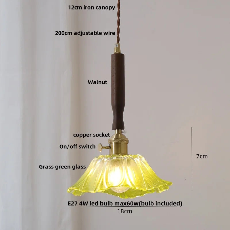 Afralia White Ceramic LED Pendant Light with Walnut Wood Accent - Modern Nordic Design