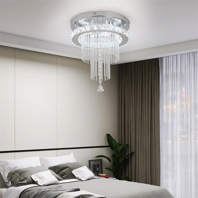 Crystal Raindrop Chandelier LED Ceiling Light for Dining Living Bedroom