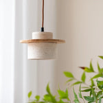 LED Hanging Lamp: Yellow Travertine Japanese Style Pendant Light for Home Decoration