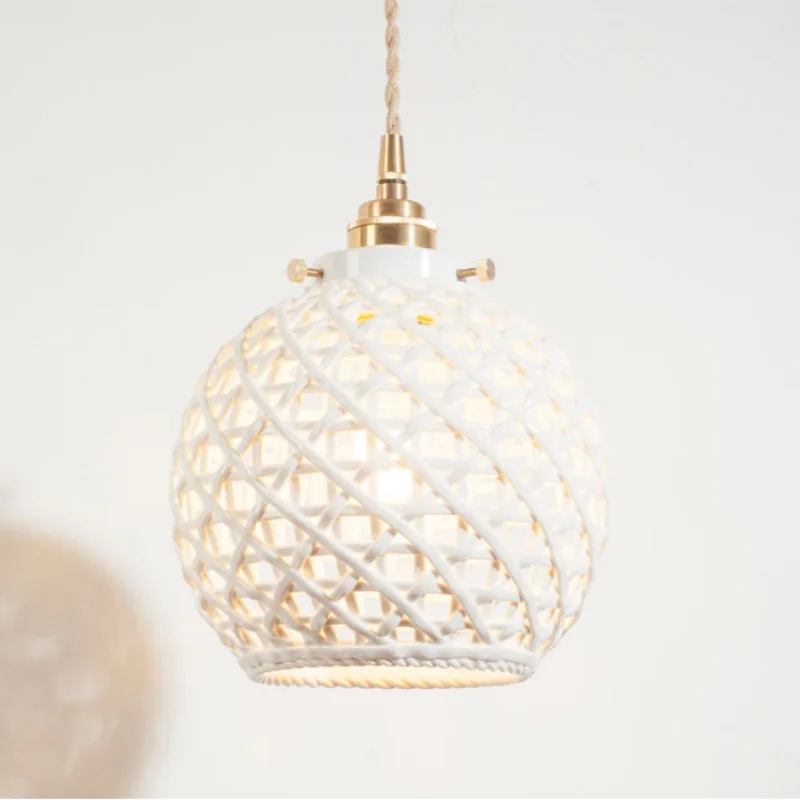 French Minimalism Ceramic LED Pendant Light for Home Decor