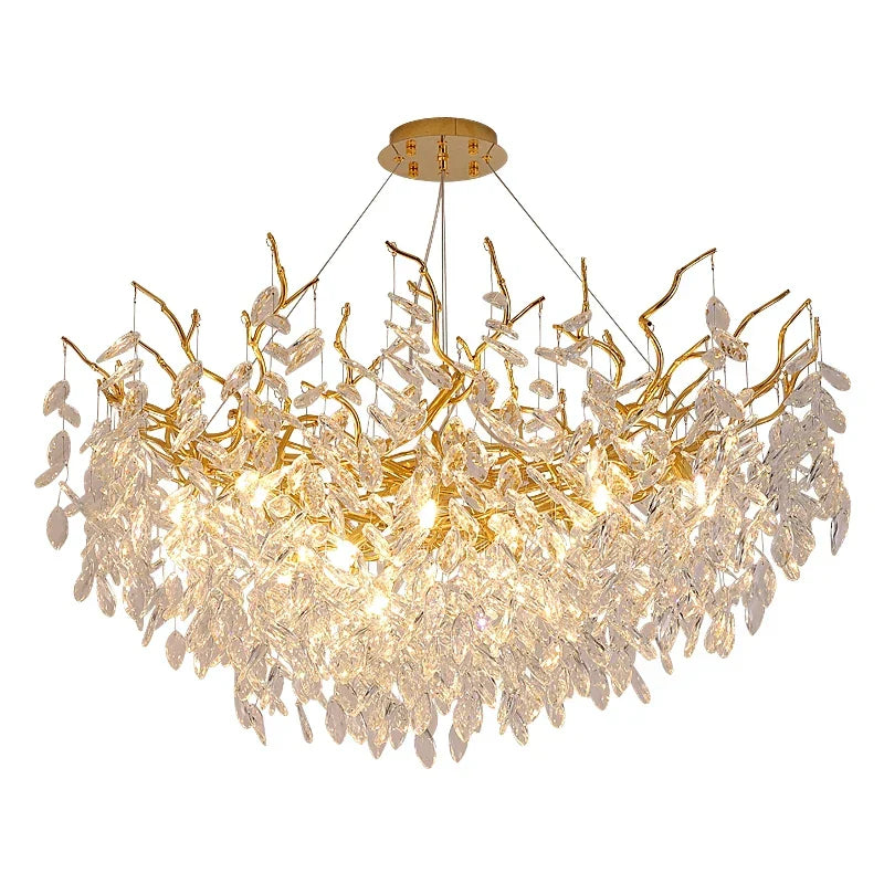 Gold Crystal Chandeliers for Dining Room Branch Hanging Lamp Large Lighting