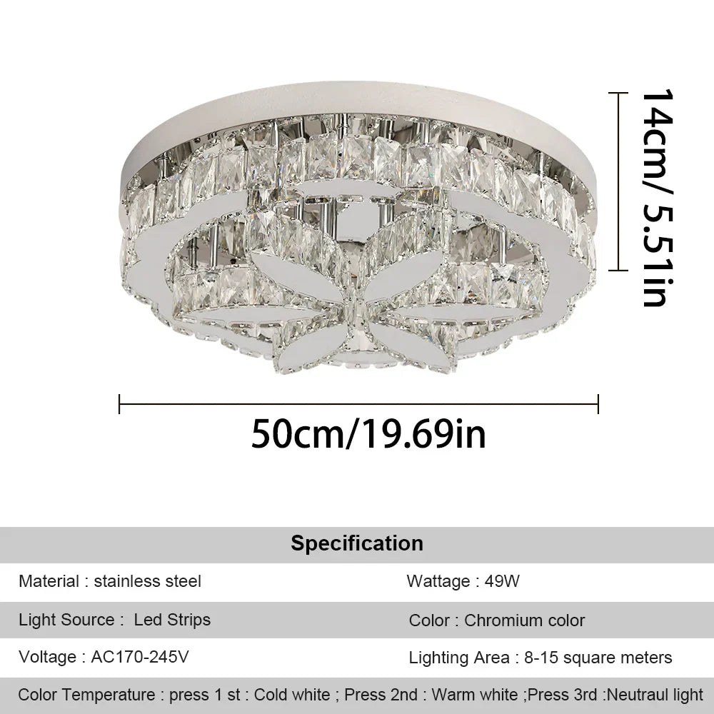 Crystal Ceiling Chandelier: Modern LED Light with RC Dimming for Luxe Home Decor
