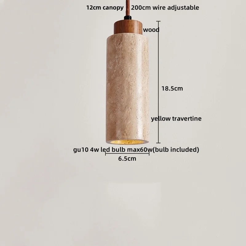 Yellow Travertine Stone LED Pendant Lamp for Kitchen, Living Room, Bedroom