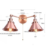 Afralia™ Industrial Vintage LED Wall Light Iron Gold 2 Heads Simple Lamparas De Pared.