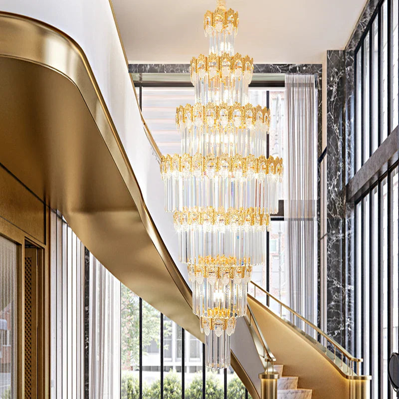 Crystal Staircase Chandelier: Luxurious European Style for Villa Living