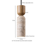 Afralia™ LED Hanging Pendant Light Mid-Century Modern Yellow Travertine Wood Living Room
