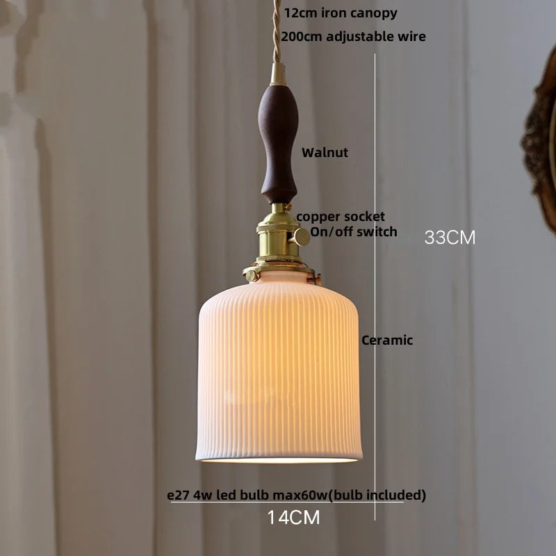 Wood Ash LED Pendant Light - Adjustable Nordic Modern Hanging Lamp