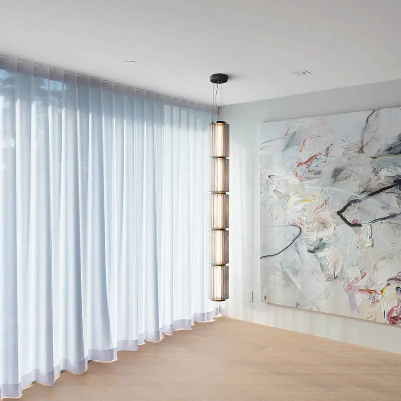 Modern Glass Cylinder LED Pendant Lights for Living Room & Dining Area