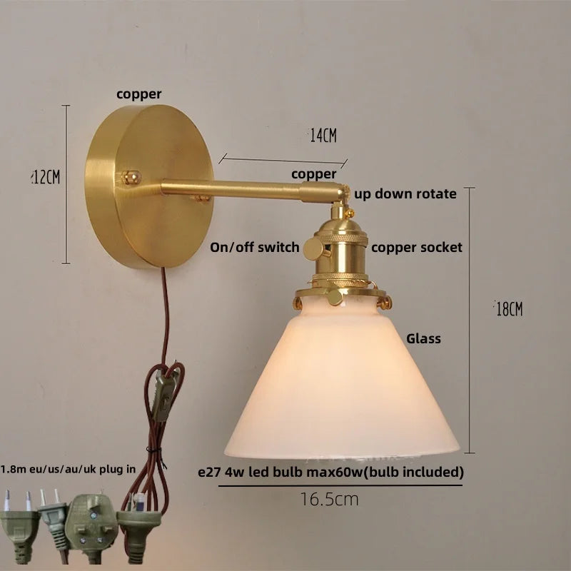 Nordic Modern LED Glass Wall Light Fixture for Bedroom, Living Room, Porch