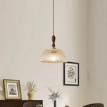 Glass LED Pendant Light Modern Wood Copper Hanglamp for Bar Cafe Loft