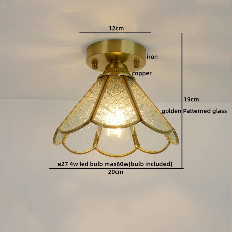 Glass Copper LED Ceiling Light - Nordic Home Lighting Fixture