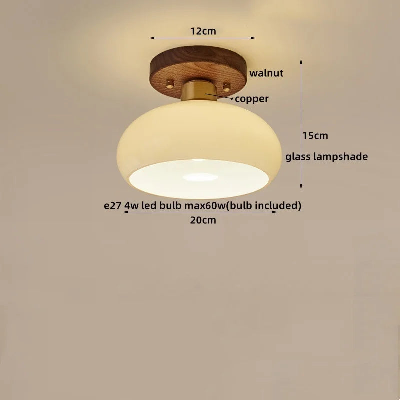 Walnut Copper LED Ceiling Light Modern Home Lighting Luminaria