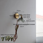 Tiffany Blue Glass LED Wall Sconce Rotate Copper Pull Chain Switch Light Fixtures