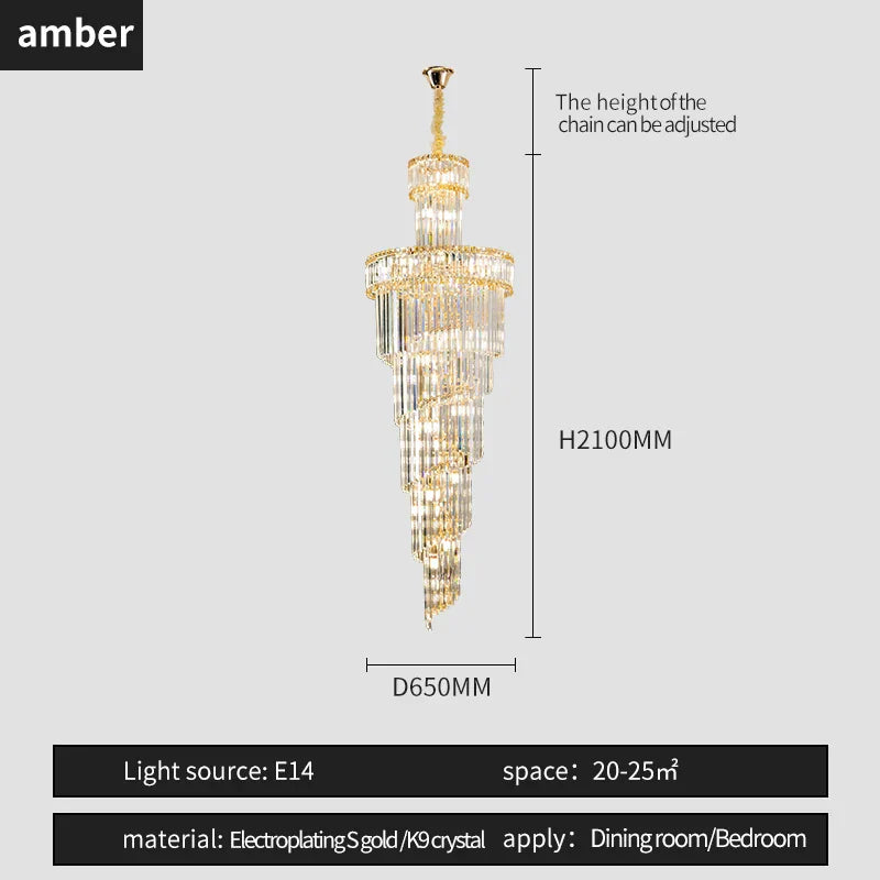 Crystal Spiral Chandelier Duplex for Modern Spaces