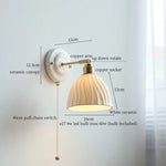 Afralia™ Copper Ceramic LED Wall Lamp with Pull Chain Switch for Stair Living Room
