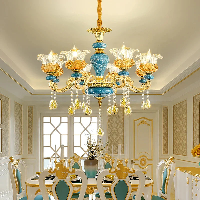 Luxury Ceramic Crystal Chandelier for Living Room, Bedroom, and Restaurant