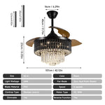 Crystal Fandelier Ceiling Fan with Retractable Chandelier & Invisible Blades