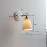 White Glass LED Wall Lights Pull Chain Switch Copper Arm - Bedroom Stair Living Room Mirror Bedside Lamp