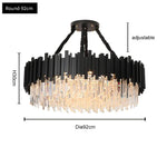 Oval LED Crystal Chandelier: Modern Black Pendant Light for Living Room, Bedroom, Dining Room