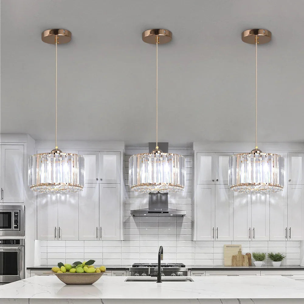 Glass Led Pendant Light Modern Ceiling Lamp Adjustable Living Dining Room