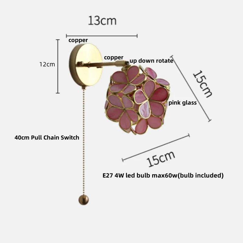 Butterfly Glass Wall Light: Up Down Rotate LED Fixture for Bedroom Living Room