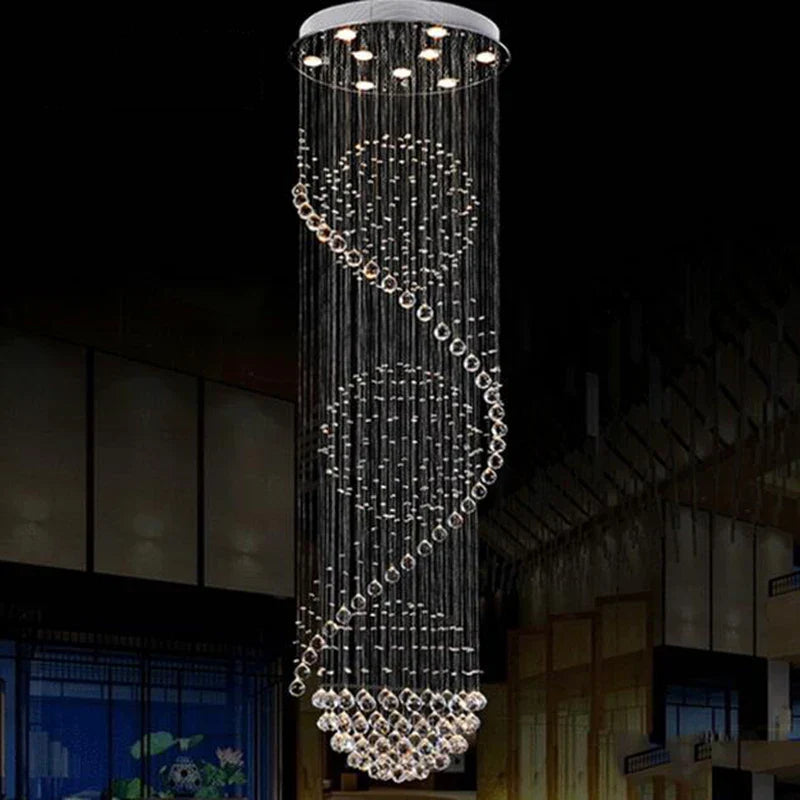 Crystal Spiral Chandelier: Modern LED Indoor Lighting for Luxurious Living Spaces