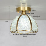 Handcrafted Glass Crystal Copper Ceiling Light Fixture for Dining Bedroom Kitchen