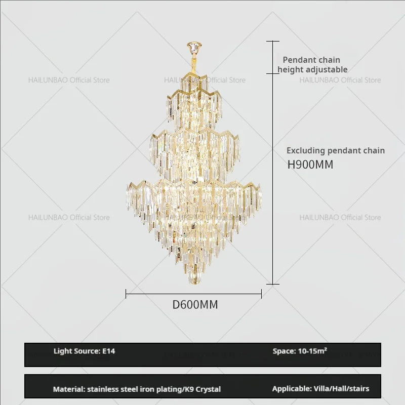 Crystal Chandelier | Modern Luxury Duplex Building Chandelier for Villa and Hotel