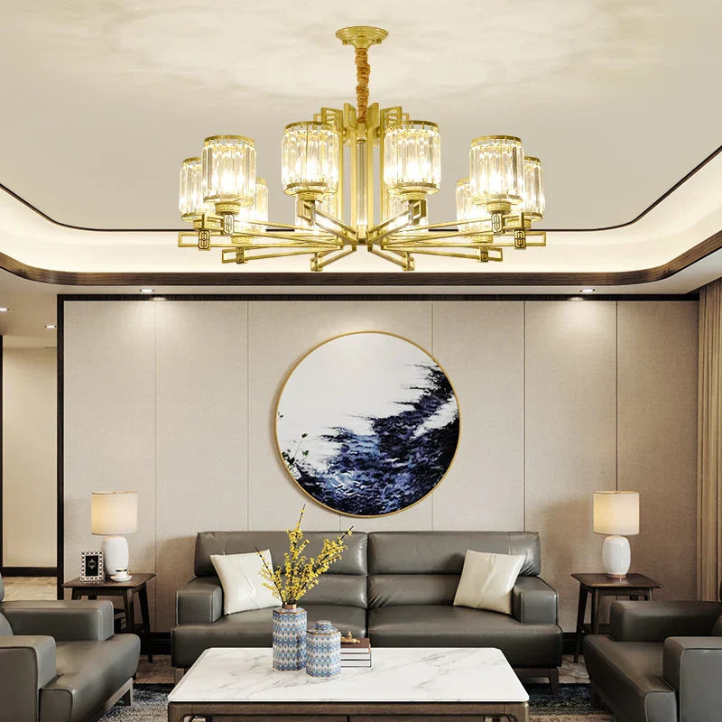 Crystal Chandelier: Elegant Chinese Style Lighting for Living Room, Bedroom, and Study