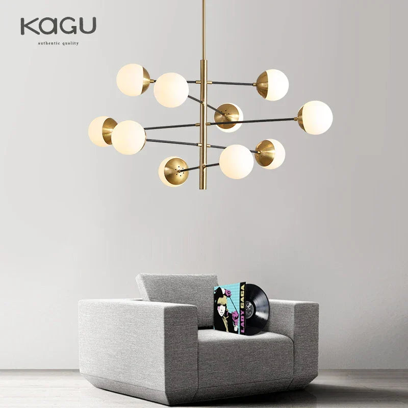 Golden Glass Magic Bean Chandelier: Modern Luxury for Living Room & Dining Room