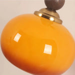 Modern LED Walnut Wood Wall Lights with Glass Shade & Pull Chain Switch