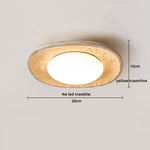 Yellow Travertine LED Ceiling Lamp Wood Canopy Nordic Modern Light Fixture