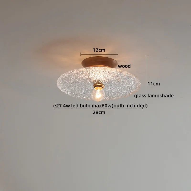 Glass Wood LED Ceiling Light Modern Ceiling Lamp