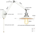 Vintage White LED Wall Sconce Stair Light Fixture with Pull Chain Switch