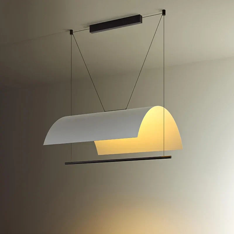 Postmodern Eaves Tile Chandelier LED Pendant Lamp for Designer Restaurant Bar Café