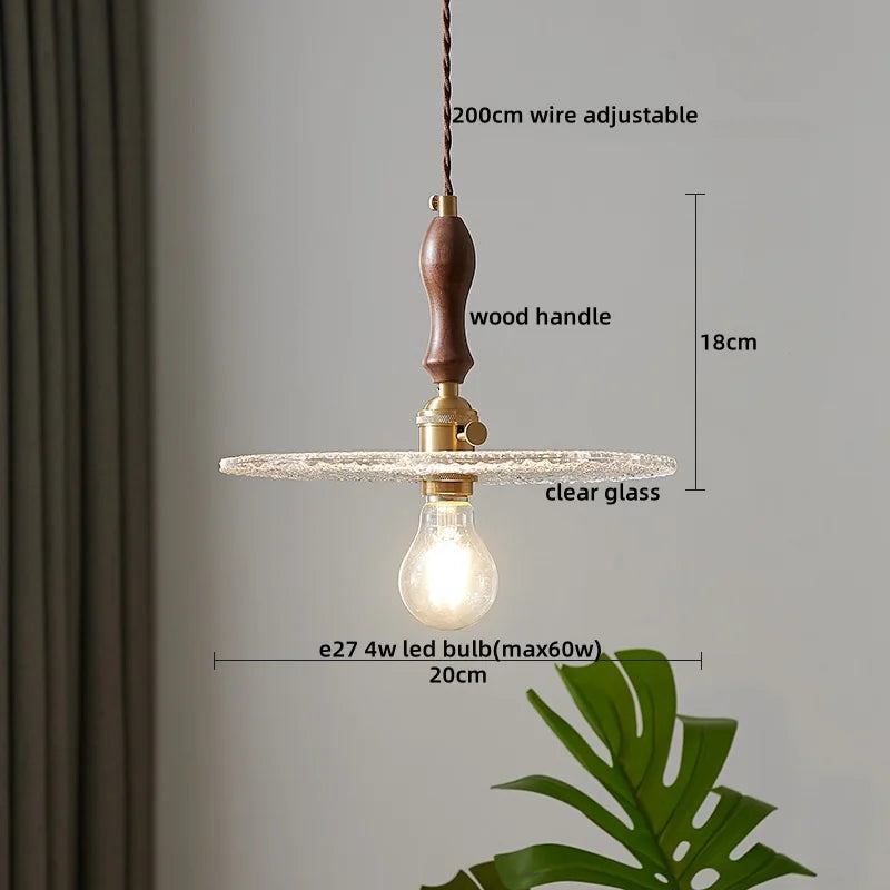 Clear Glass Pendant Lamp Japanese Style LED Hanging Lights