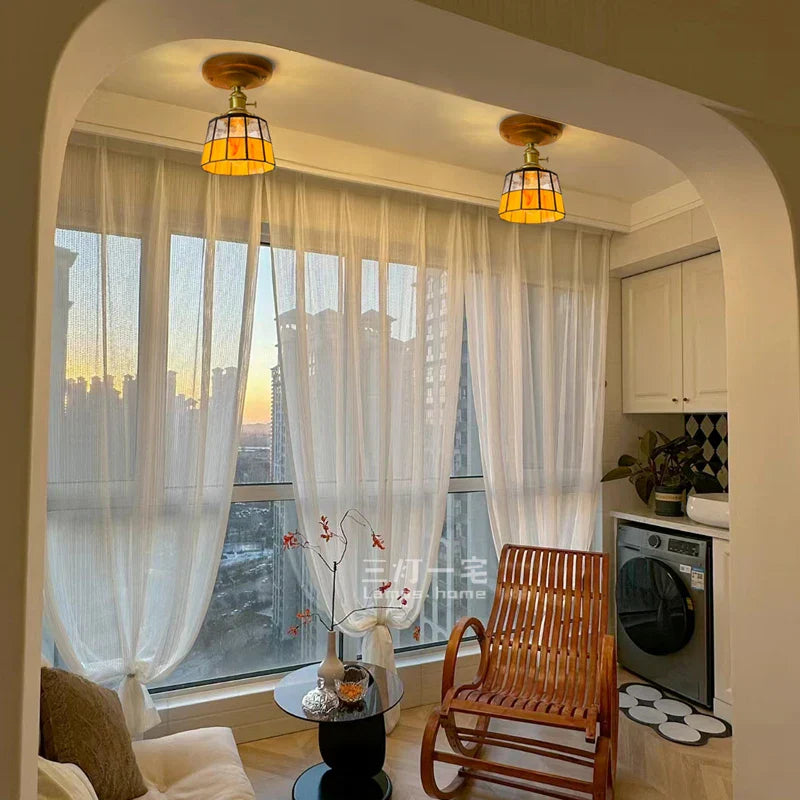 Glass Copper LED Ceiling Lamp Modern Style for Home Decor and Restaurant