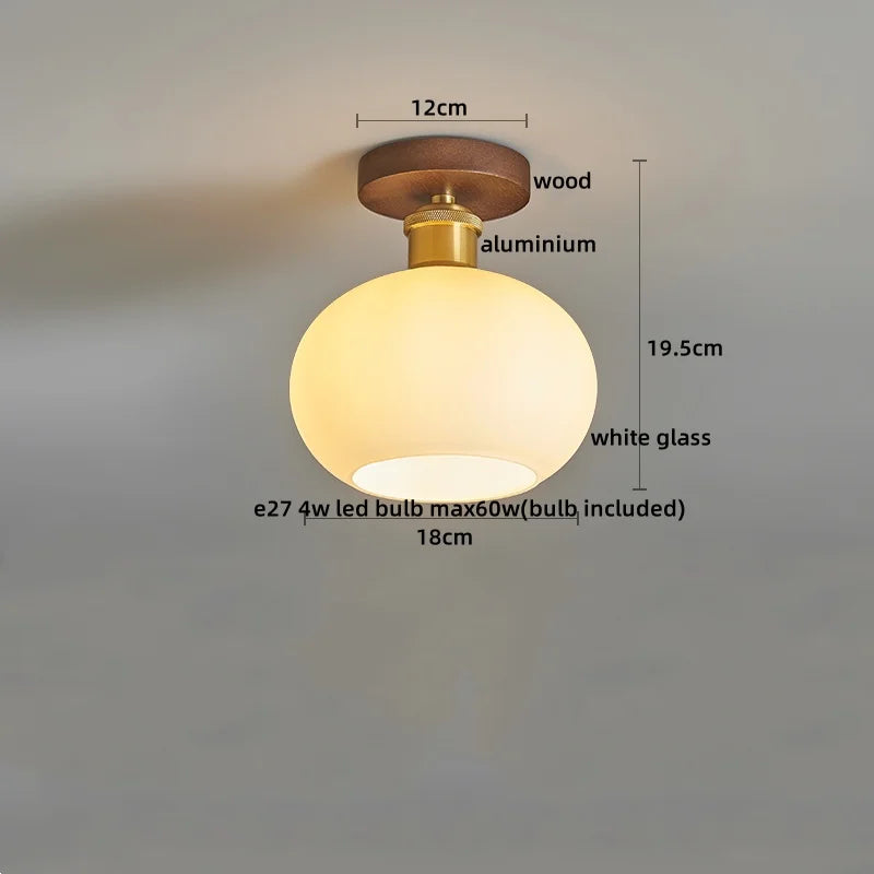 Wood Glass LED Ceiling Lights Modern Luminaria De Teto for Home Décor