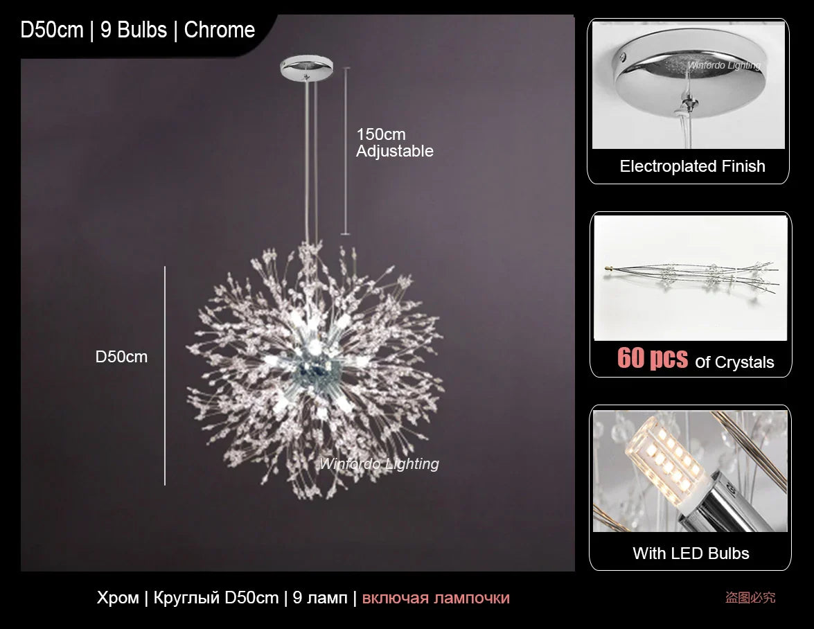 Rectangle Crystal Chandelier - Mid-century Art Deco Long Hanging Lamp