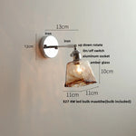 Afralia™ Iron Rotate LED Wall Light Modern Pull Chain Switch Clear Glass Wandlamp